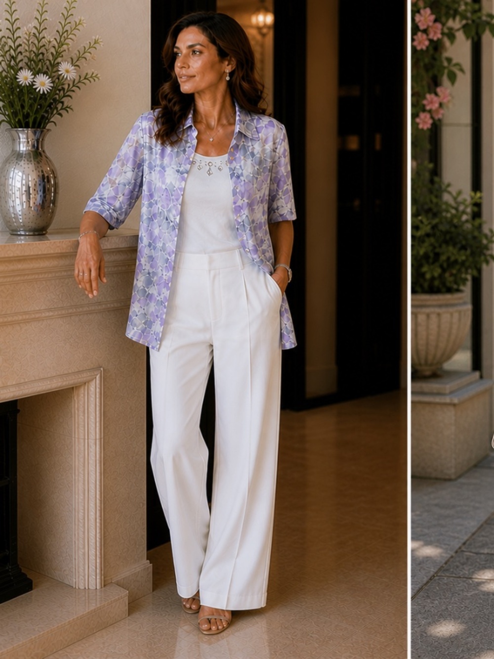 Alfred Dunner Lavender & White Floral 2-Piece Blouse Set – Size 24W ✨